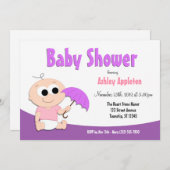 Lila Baby Umbrella - Einladungen zur Dusche (Vorne/Hinten)