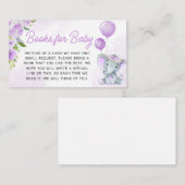 Lila Babyduschbücher für Elefanten Begleitkarte (Vorne/Hinten)