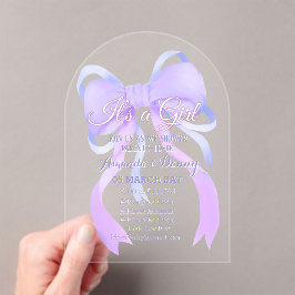 Lila Babydusche Acryleinladungen