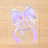 Lila Babydusche Acryleinladungen (Vorderseite)