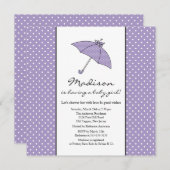 Lila Babydusche Einladung (Vorne/Hinten)