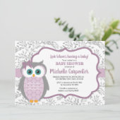 lila Babydusche Einladung (Stehend Vorderseite)