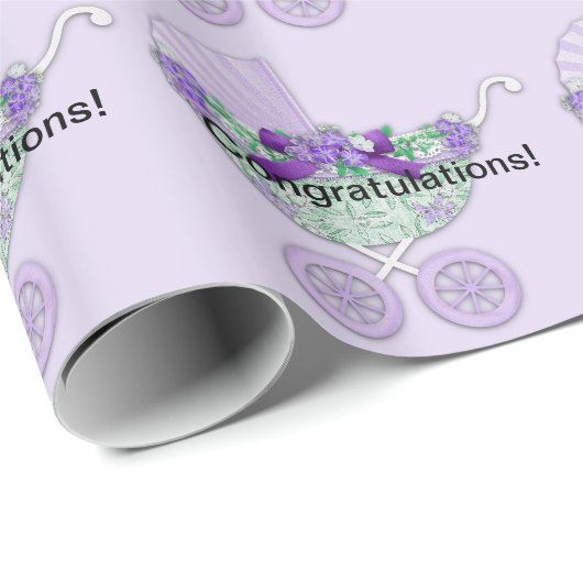 Lila Babydusche Geschenkpapier (Rolleneckpunkt)