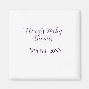 Lila Babyparty Name Datum stilvoll elegantsimple Magnet