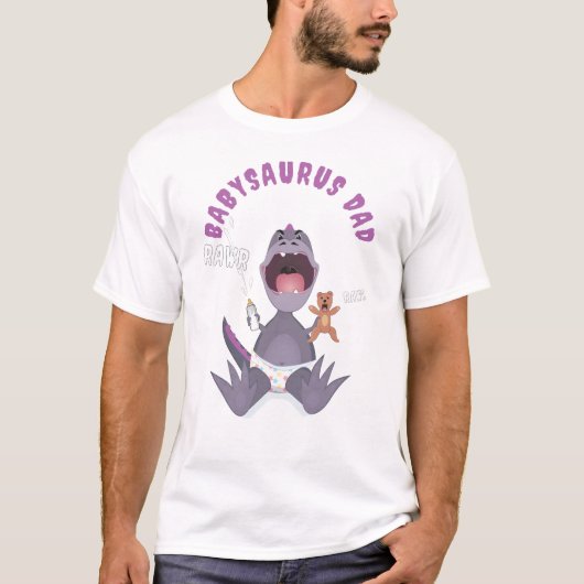 Lila Babysaurus Papa T-Rex T-Shirt (Vorderseite)