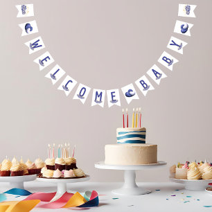 Lila Babyshower-Girlande Banner