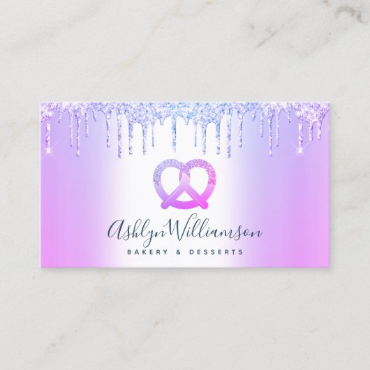 Lila Bäckerei Konditorei Koch Catering Glitzer Tro Visitenkarte (Vorderseite)