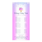 Lila Bäckerei Kuchen Glitzer Tropfen Konditorei Ko Werbekarte (Vorne)