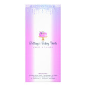 Lila Bäckerei Kuchen Glitzer Tropfen Konditorei Ko Werbekarte (Hinten)