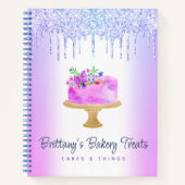 Lila Bäckerei Kuchen Glitzer Tropfen Konditorei Na Notizblock (Vorderseite)