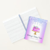 Lila Bäckerei Kuchen Glitzer Tropfen Konditorei Na Notizblock (Innenseite)