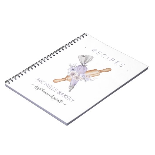 Lila Bäckereien und Blumen Notizblock (Linke Seite)