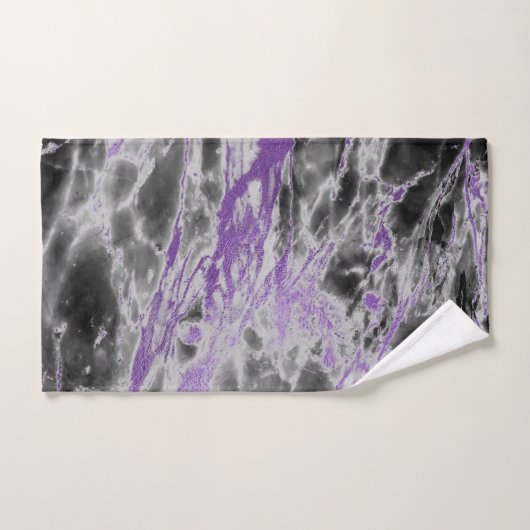 LILA BADEZIMMER MIT SCHWARZEM MARMOR SET (Handtuch)