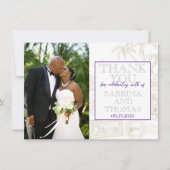 Lila Bahamas Wedding Foto Vielen Dank Dankeskarte (Vorderseite)