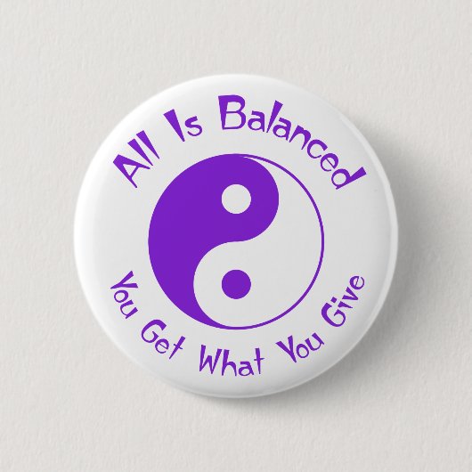 Lila Balance Yin Yang Knopf Button (Vorderseite)