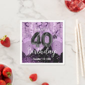 Lila Balkone und Glitzer 40. Geburtstag Serviette (Beispiel)