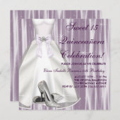Lila Ball Gown High Heel Shoes Quinceanera Einladung (Vorne/Hinten)