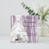 Lila Ball Gown High Heel Shoes Quinceanera Einladung (Stehend Vorderseite)