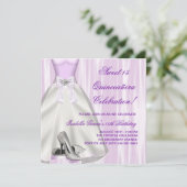 Lila Ball Gown High Heel Shoes Quinceanera Einladung (Stehend Vorderseite)