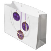 Lila Ball Weihnachtsschmuck Große Geschenktasche Geschenktüte (Rückseite Schrägansicht)