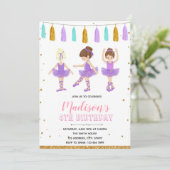 Lila Ballerina-Geburtstagsfeier Einladung (Stehend Vorderseite)