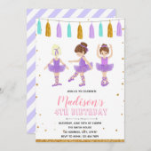 Lila Ballerina-Geburtstagsfeier Einladung (Vorne/Hinten)