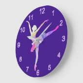 Lila Ballerina Große Wanduhr (Winkel)