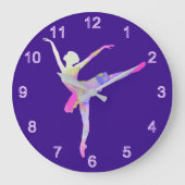 Lila Ballerina Große Wanduhr (Vorderseite)