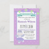 Lila Ballerina Hippo Baby Showeinladung Einladung (Vorderseite)