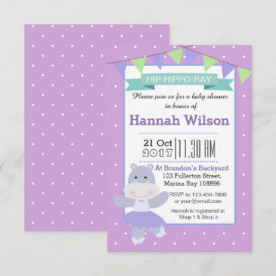 Lila Ballerina Hippo Baby Showeinladung Einladung