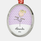 Lila Ballerina-Schneeflocke-personalisiertes Silbernes Ornament (Links)