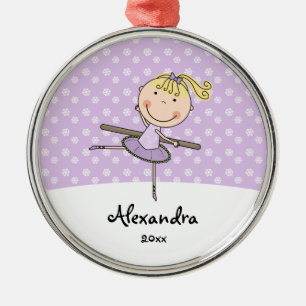Lila Ballerina-Schneeflocke-personalisiertes Silbernes Ornament