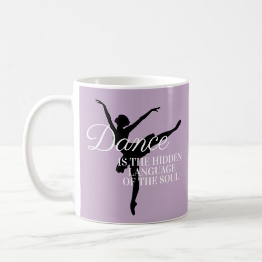 Lila Ballerina-Silhouette-Zitat Kaffeetasse (Links)