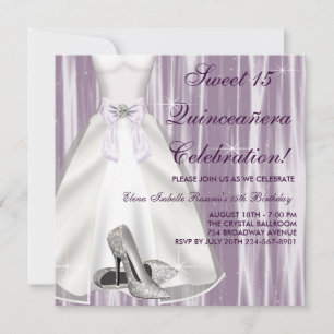 Lila Ballkleid Hochhackige Schuhe Quinceanera Einladung
