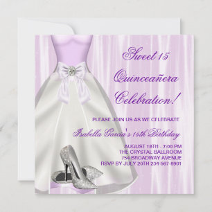 Lila Ballkleid Hochhackige Schuhe Quinceanera Einladung