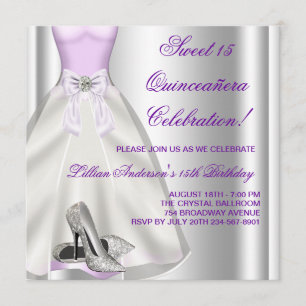 Lila Ballkleid Hochhackige Schuhe Quinceanera Einladung