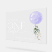 Lila Ballon, Grün, Erster Geburtstag Willkommen Acrylschild (Winkel)