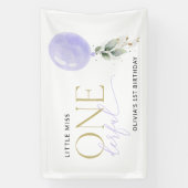 Lila Ballon, Grün, Erster Geburtstag Willkommen Banner (Vertikal)