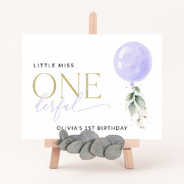 Lila Ballon, Grün, Erster Geburtstag Willkommen Poster