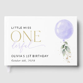 Lila Ballon, Grün, Foliage, erster Geburtstag Gästebuch