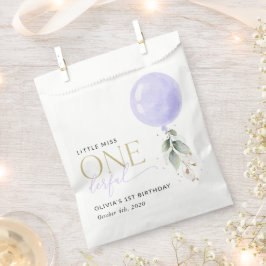 Lila Ballon, Grün, Foliage, erster Geburtstag Geschenktütchen