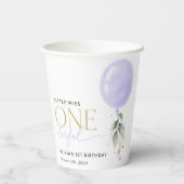 Lila Ballon, Grün, Foliage, erster Geburtstag Pappbecher (Rückseite)