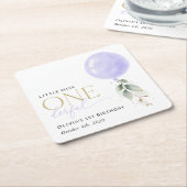 Lila Ballon, Grün, Foliage, erster Geburtstag Rechteckiger Pappuntersetzer (angewinkelt)