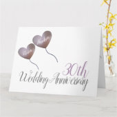 lila Ballon zum 30. Geburtstag der Perle Karte (Gelbe Blume)