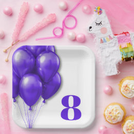Lila Ballons Kindergeburtstag Alter Vorlage Pappteller