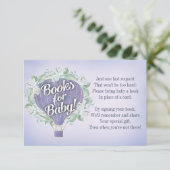 Lila Balloon Babydusche Buchkarte Bringen Sie ein  Einladung (Stehend Vorderseite)