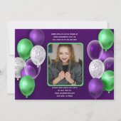 Lila Balloons 21. Geburtstag Foto Einladung (Rückseite)