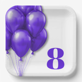Lila Balloons Chiles Geburtstagszeitvorlage Pappteller