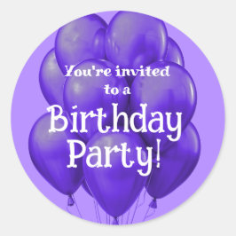 Lila Balloons Geburtstagsparty Umschlag Aufkleber