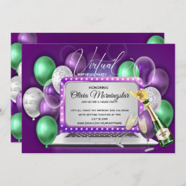 Lila Balloons Notebook Virtual Geburtstagsparty Einladung
